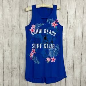 Disney Blue Stitch Surf Club Sleep Dress Beach Cover Up Long Tunic Shirt Small